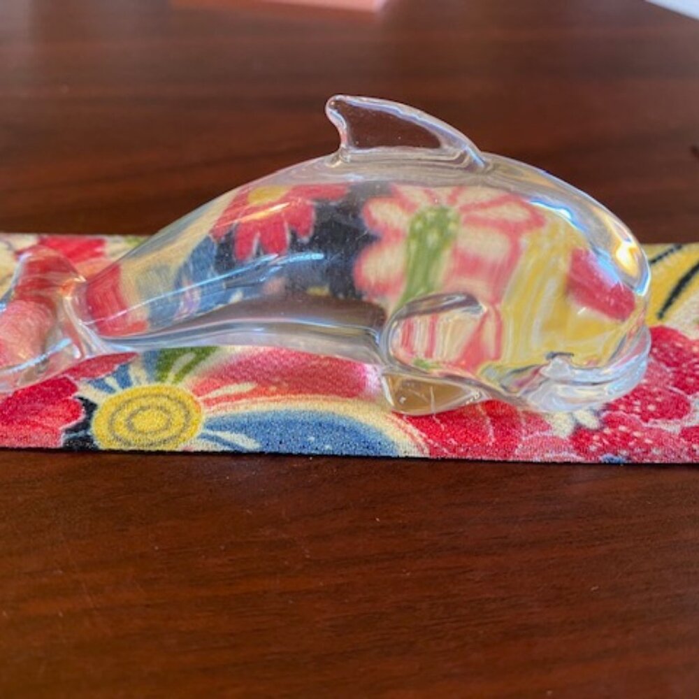 Hadeland Norwegian Crystal Whale Paperweight Vintage